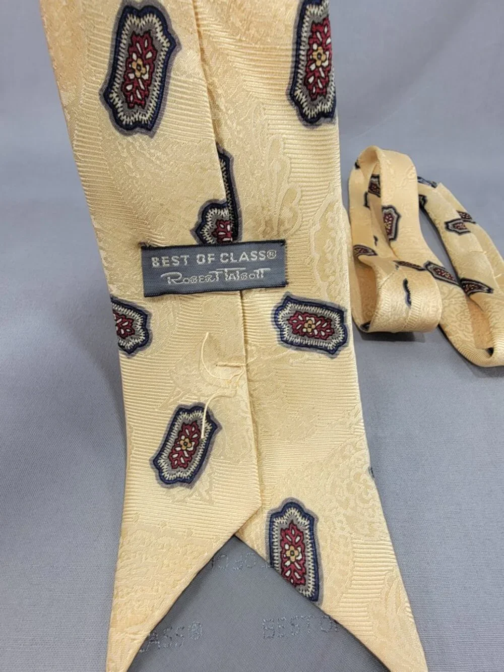 Vtg Robert Talbott Best of Class Silk Necktie Tie Mens Yellow Red Geometric USA